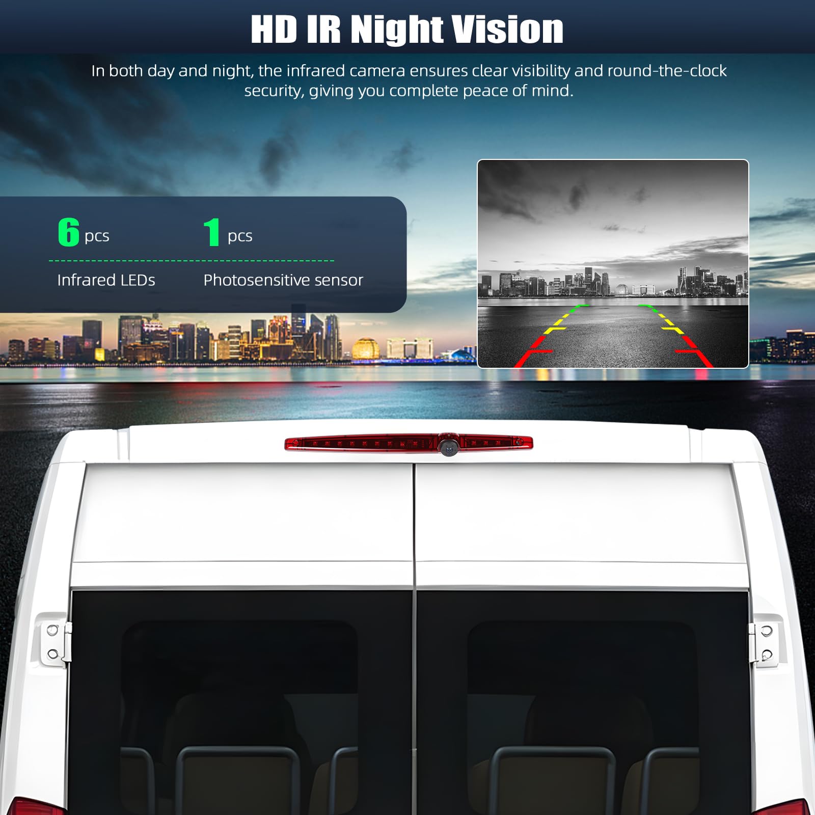 CAMECHO Visione Notturna Telecamera per Auto con HD/CVBS - IP67, Grandangolo 140°, Assistenza alla retromarcia, Telecamera retrovisore compatibile con Camper/Autocarri/Furgoni/Roulotte e SUV - 12 V