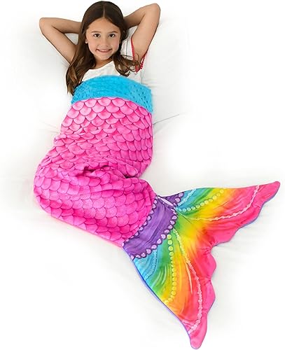 Miniatura 9 de Blankie Tails - Manta de sirena de unicornio, cola de sirena con vellón de ambos lados, cola de vestir para niñas, adolescentes y adultos, lavable a
