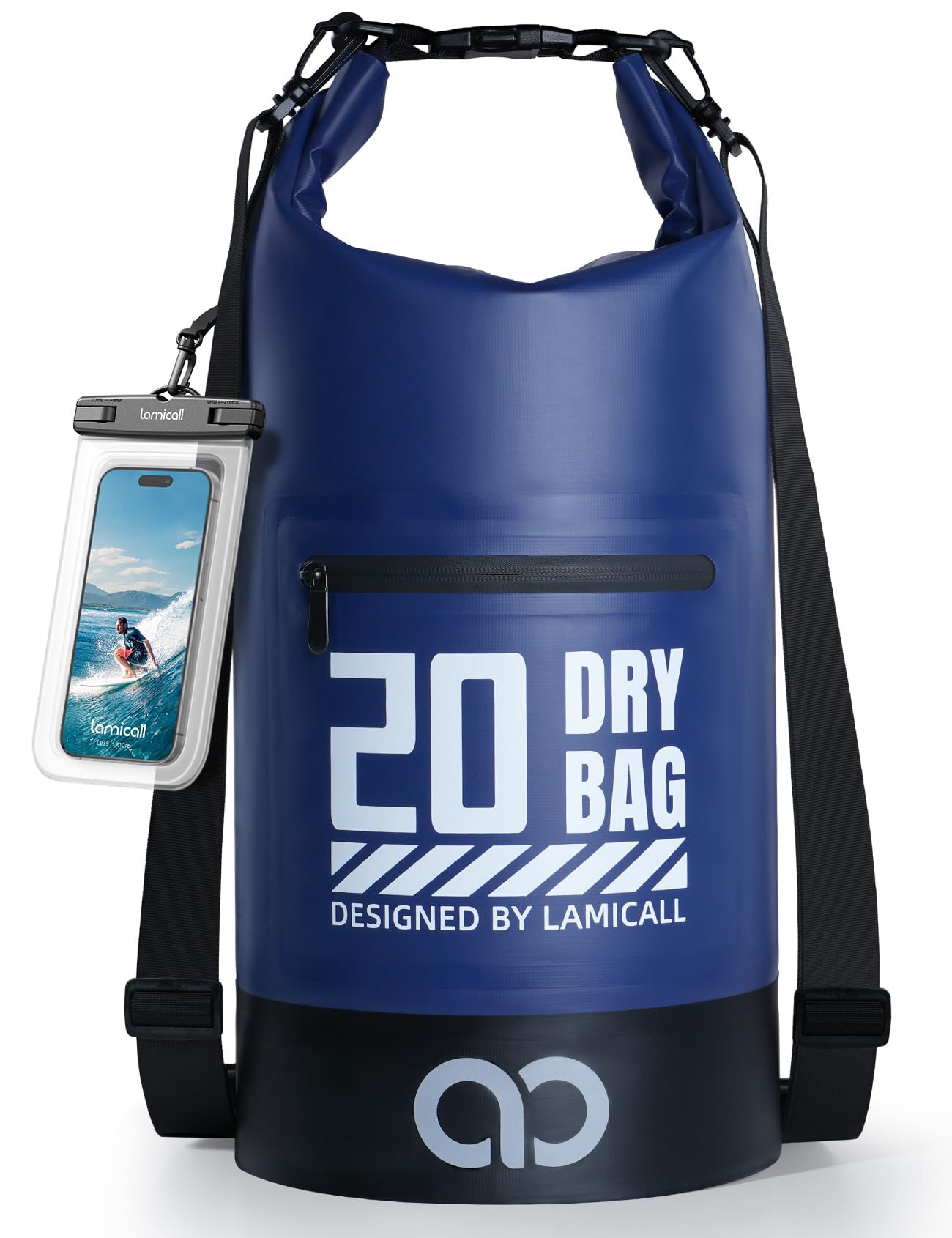 Lamicall Dry Bag, Waterproof Bag - [Robust & Anti-Scratch] 5L/10L/20L/30L/40L Waterproof Backpack with 100% Water Proof Phone Pouch, Floatable Drybag for Boat Swimming Kayaking Camping - Blue(20L)