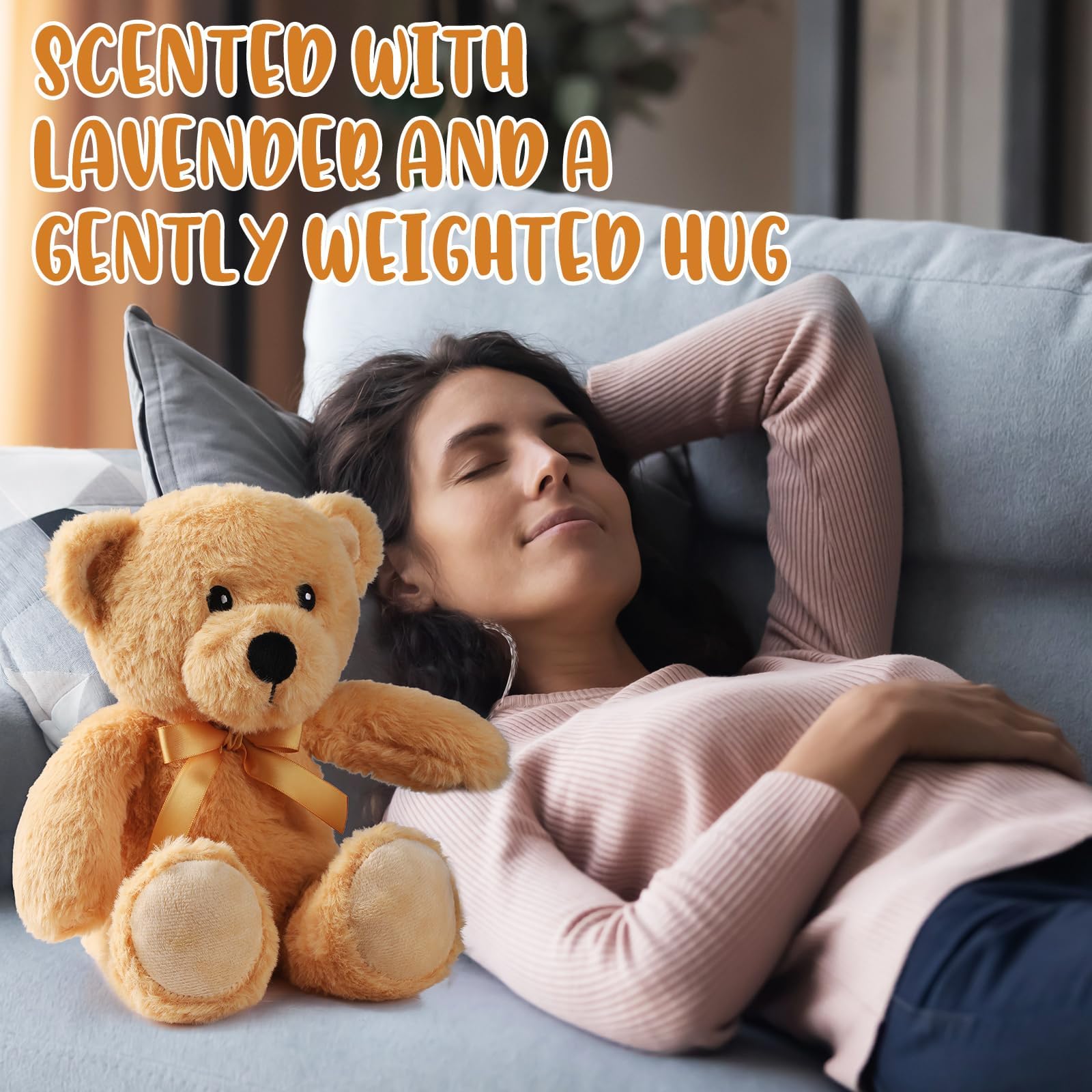 Hungdao Bear Stuffed Animal 9 Inch Microwavable Heatable Plush Toy Lavender Scented Warmies for Adults Kids Soothing Baby Shower Warm Gift Birthday Party Favors(Cute Bear)