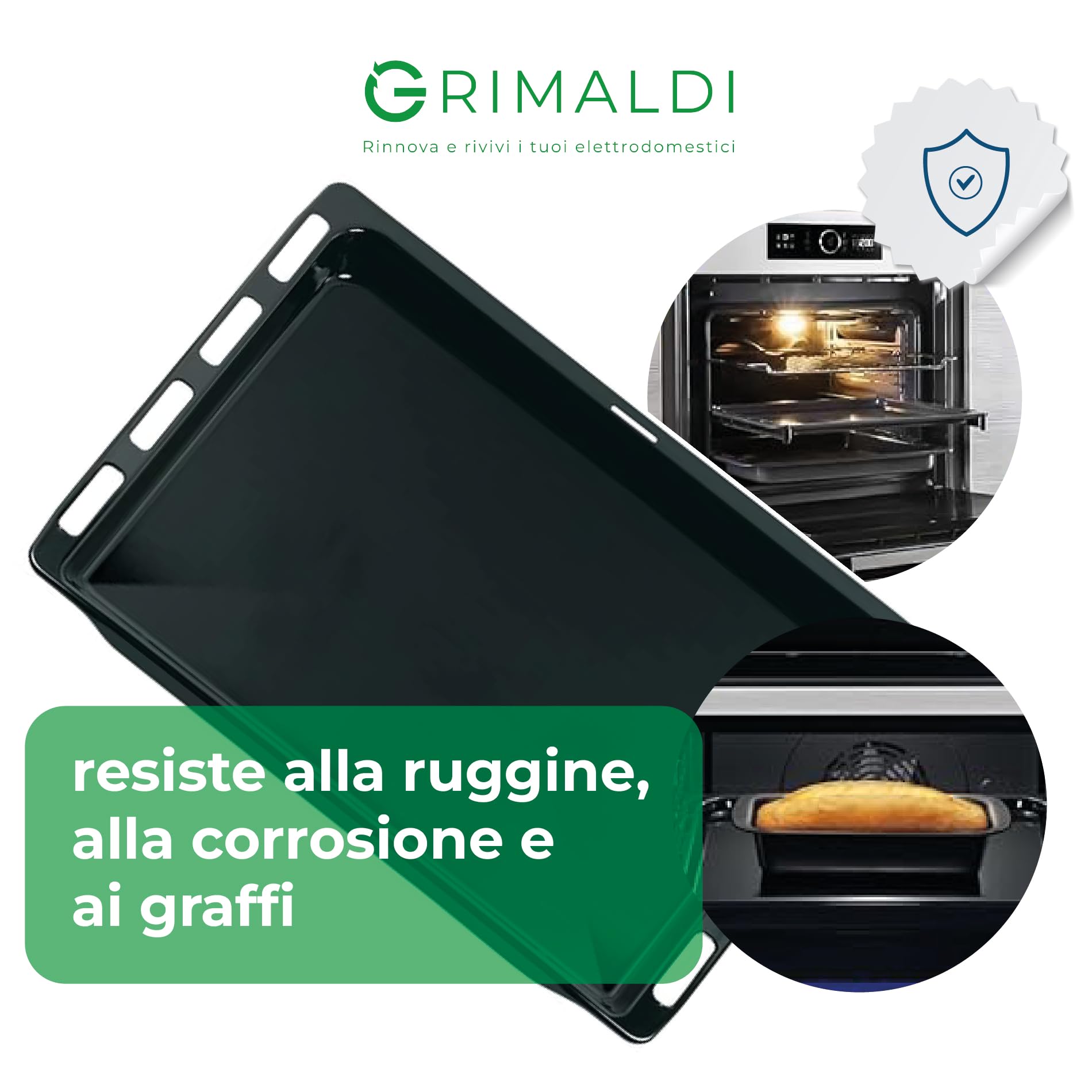 G GRIMALDI Leccarda Teglia Forno adatta a BOSCH compatibile misure 465x375x300 mm smaltata nera