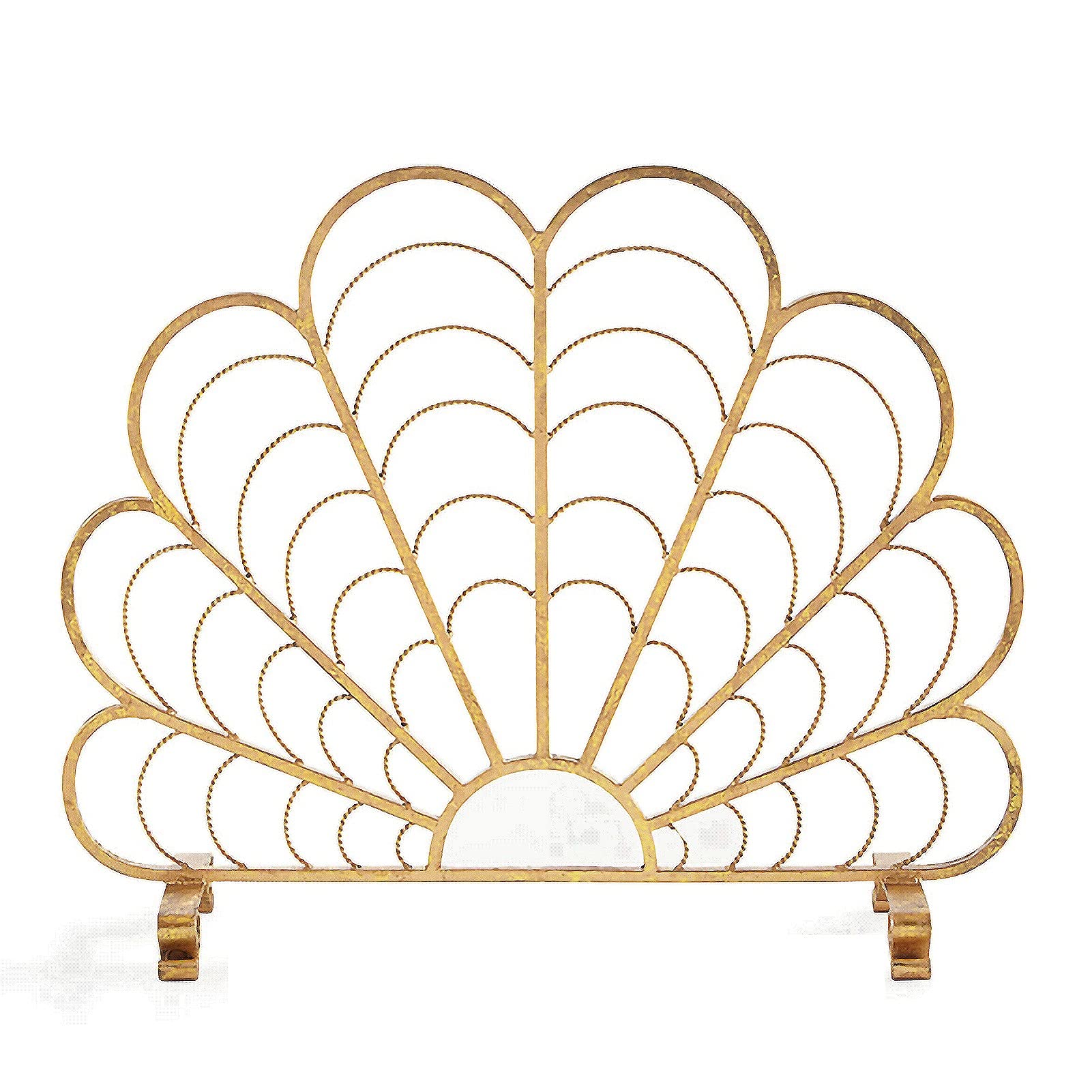 Protezione per Camino Fire Guard Gold, Protezione per Camino Spark con Design a Rete, Pannello per Camino Indipendente per Camino Aperto, stufe e Griglie, 2 Stili.Gold-Without Net