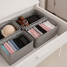Deconox 4 Piece One Size Foldable Drawer Organizer Set | In-Cabinet Storage Box | Underwear, Socks and Accessories Organizer | Fabric Cabinet Organizer with Strands and Upright Posture 30x15x12.5cm
