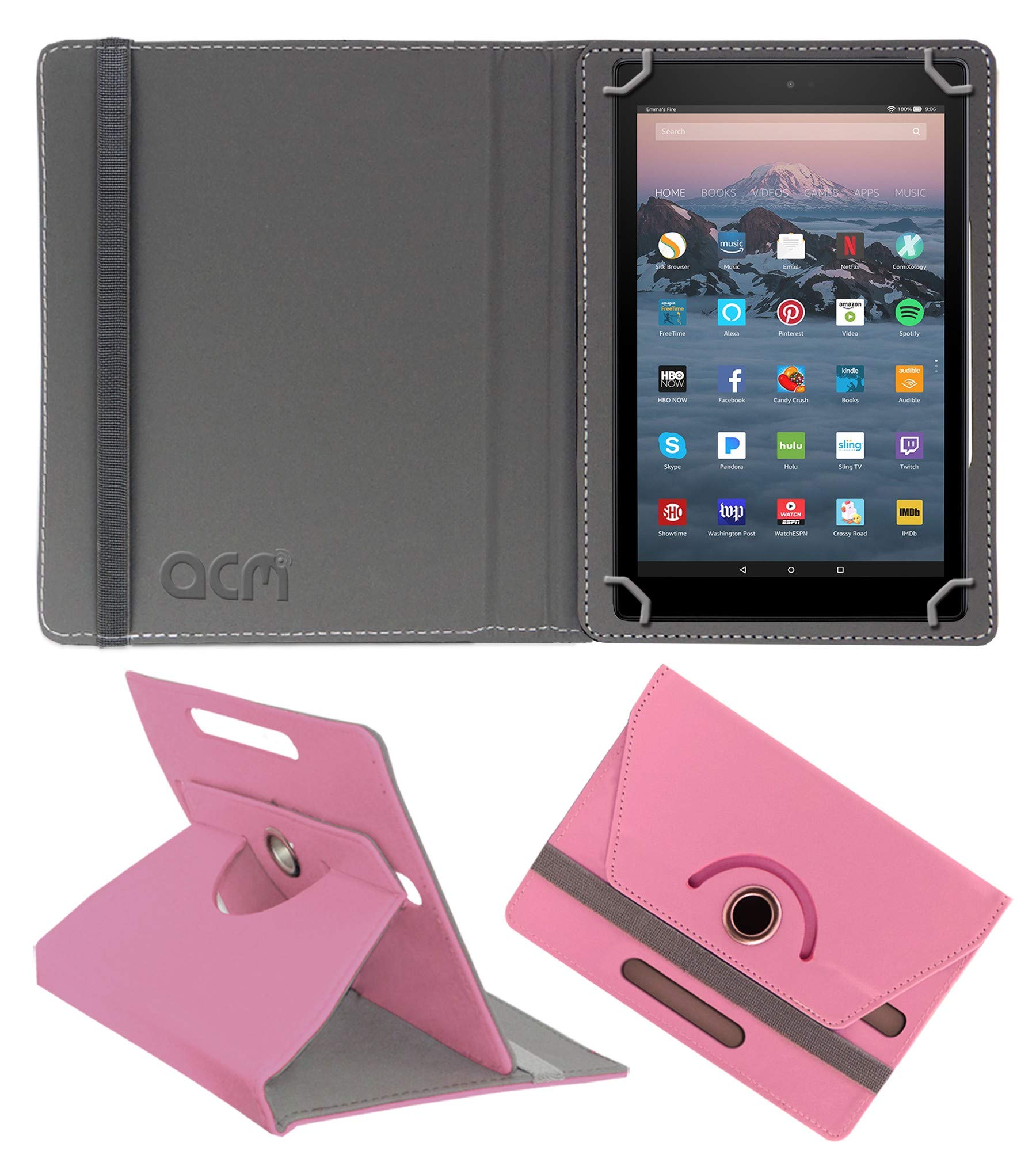 Acm Rotating Leather Flip Case Compatible with Amazon Fire Hd 10 2017 Tablet Cover Stand Light Pink (B07G98LDM2) Amazon Price History, Amazon Price Tracker