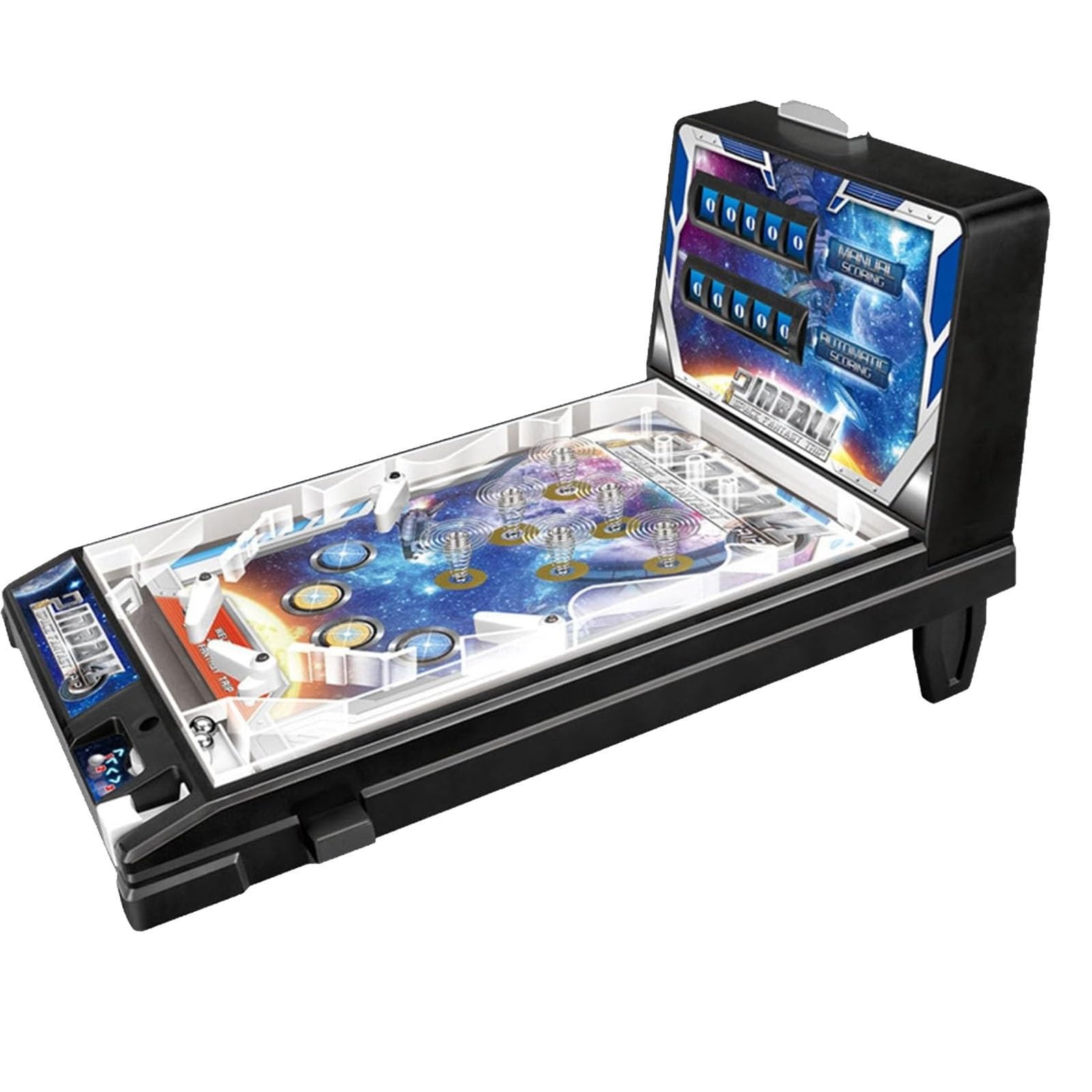 Tragbare Flipper-Maschine, LED-elektronisches Arcade-Spiel mit Sound, digitaler Anzeigetafel, Weltraum-Thema, Tischspaß für Kinder ab 5 Jahren