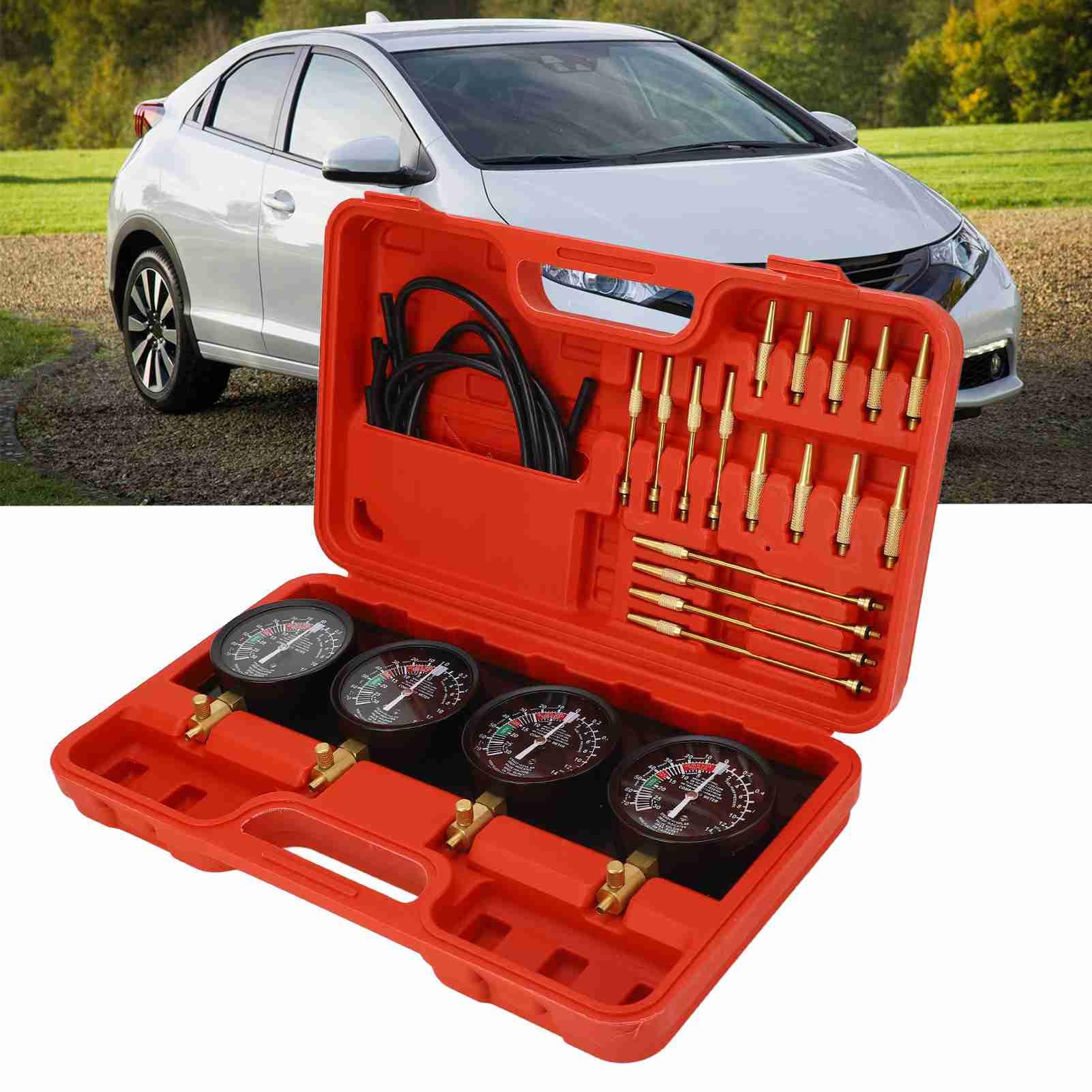 Kit de herramientas de calibre sincronizador de carburador al vacío con 4 mangueras de goma para herramienta de sincronización de carburador de motocicleta de 4 cilindros fácil