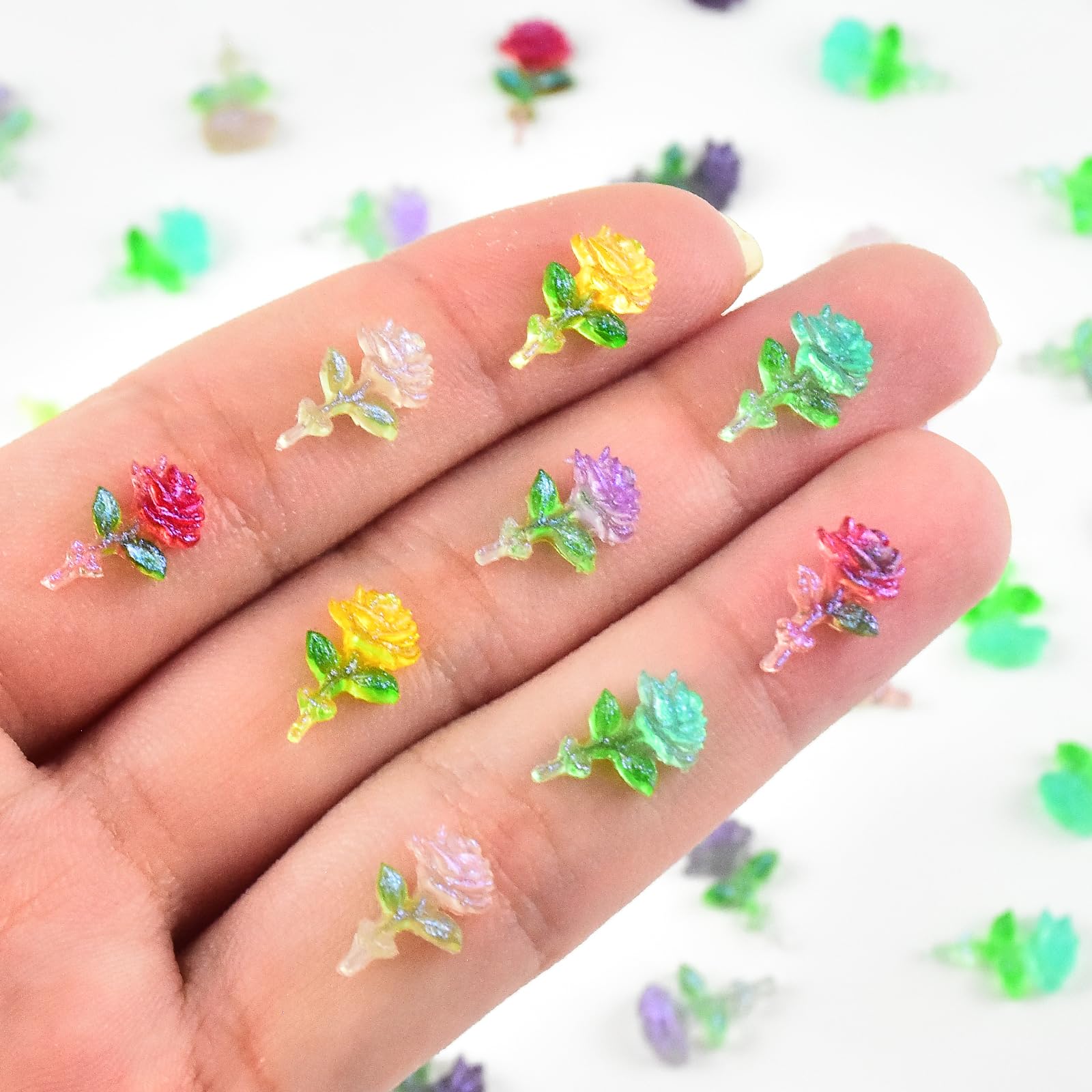 200 Pieces Tiny Rose Decor for Dollhouse Mini Resin Decor for Crafts Tiny Things for Fairy Garden Micro Landscaping Decoration — image 1