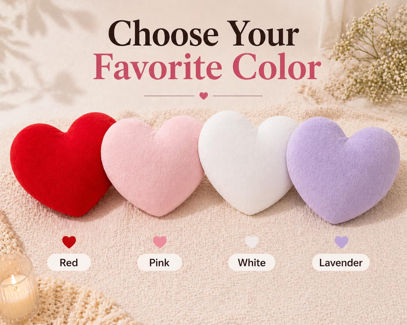 EVOLIVE Heart Shaped Pillow 15x17 Inch, Soft Micromink Throw Pillow, Romantic Love Gift for Valentine’s Day, Anniversary, Bedroom & Living Room Decor, Plush Indoor Cushion (Pink)