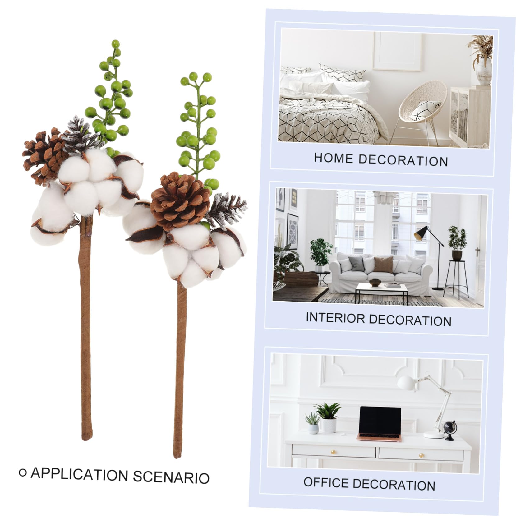IMIKEYA 4 Pcs Tiges de Coton Séché Fleurs Décoratives Naturelles pour Décoration D'intérieur Automnale et Mariage