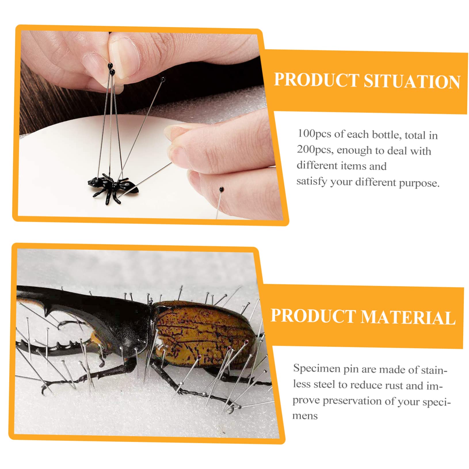 PartyKindom Entomology Pin Set 200pcs Insect for Study Dissection Specimen Collector Steel Collection Needles