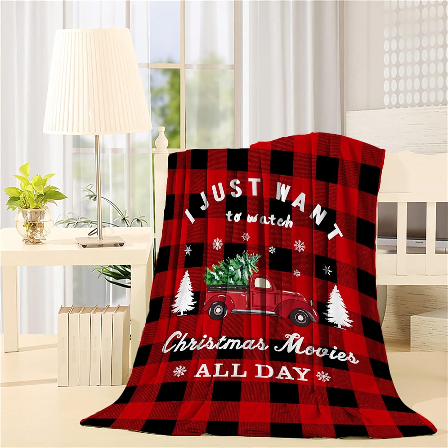 DoremiHome Soft Fleece Blankets Red Truck Throw Blanket Lightweight Warm Bed Blanket