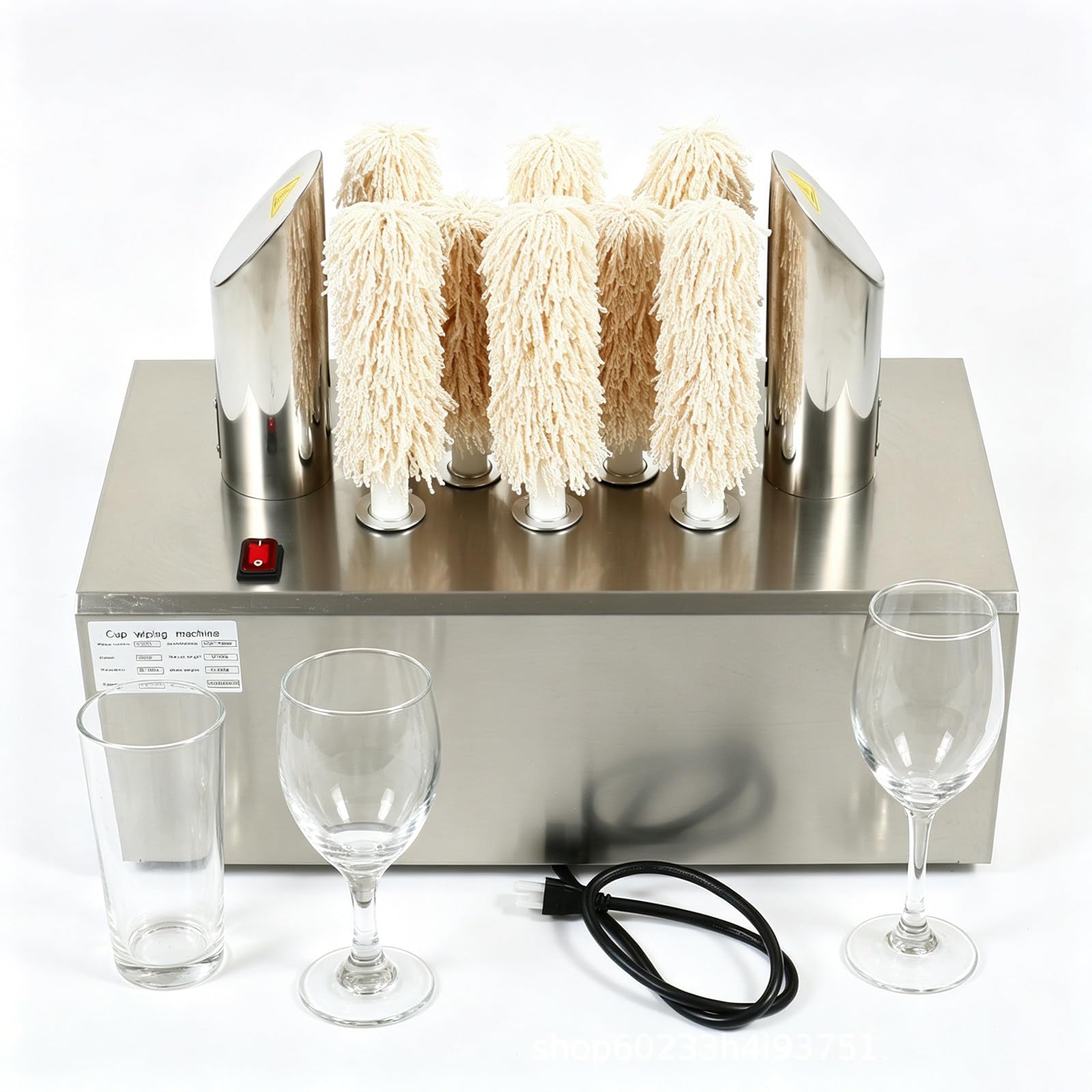 ORIDLECTAL Time-saving Glassware Polishing Machine: crystal clear, rust-resistant, quiet operation, for lobby lounge 8Head