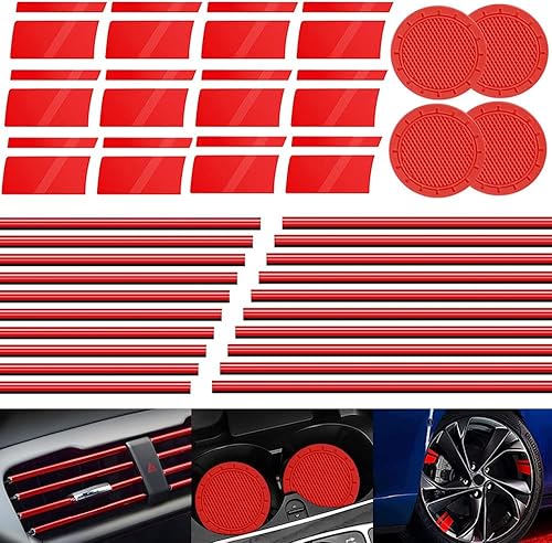 Imeisuit 36 piezas de accesorios de decoración de automóvil, 20 tiras de salida de ventilación de aire acondicionado de automóvil, 12 calcomanías