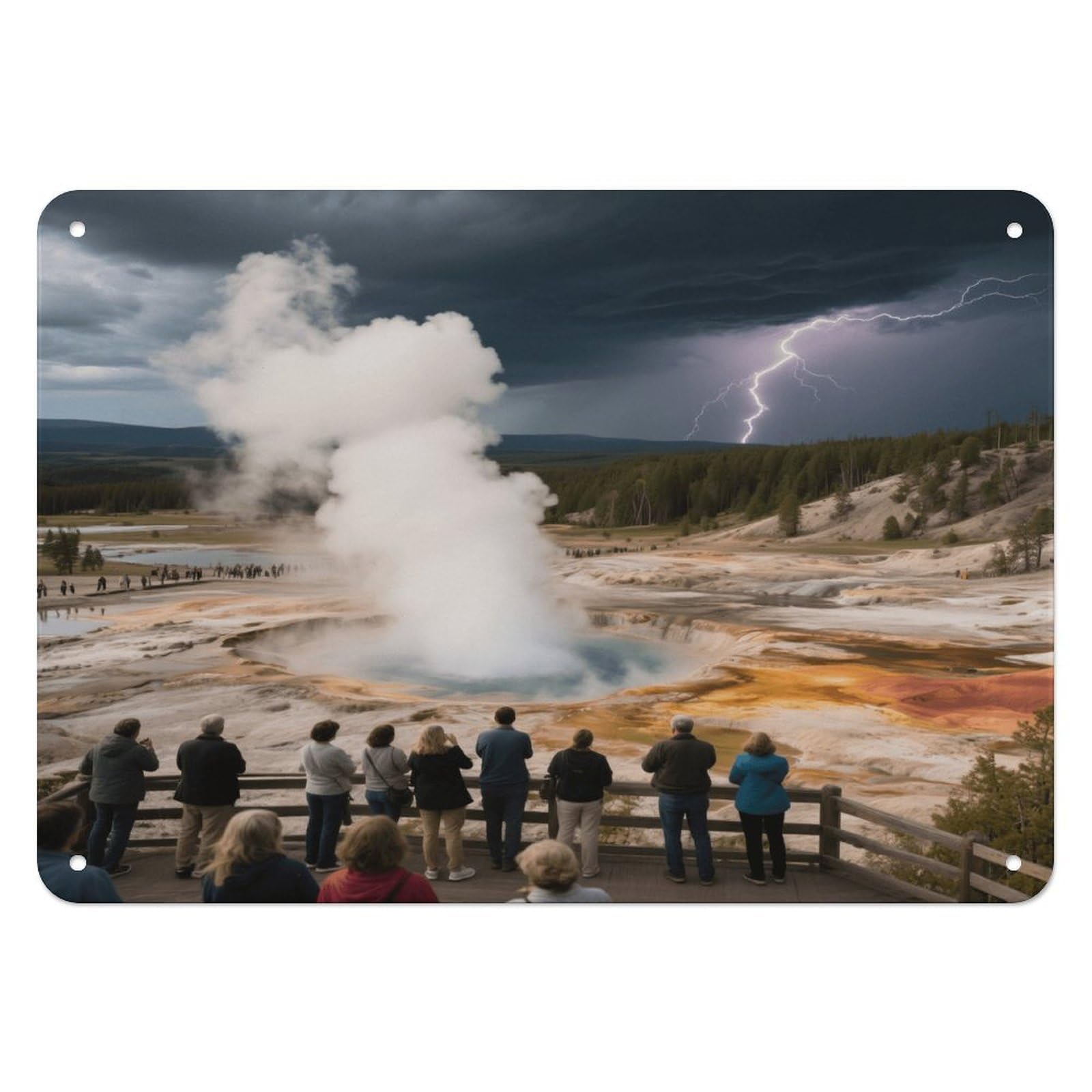 Fekiloot Style Geyser Geothermal Landscapes Wall Decor Iron Painting Metal Sign