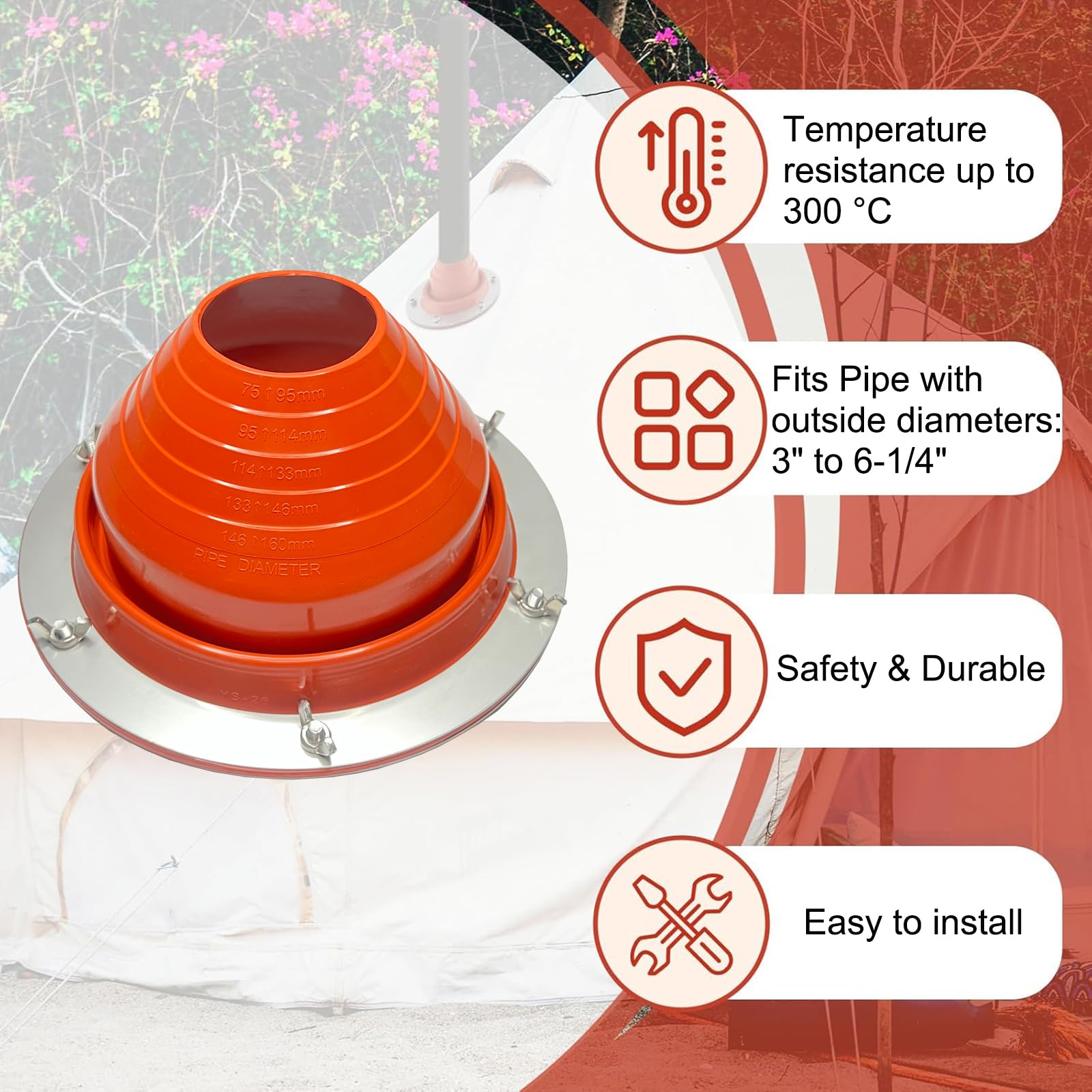 Cric De Poêle, Kit De Solin Pour Tuyau De Toit - Solin De Botte De Tuyau En