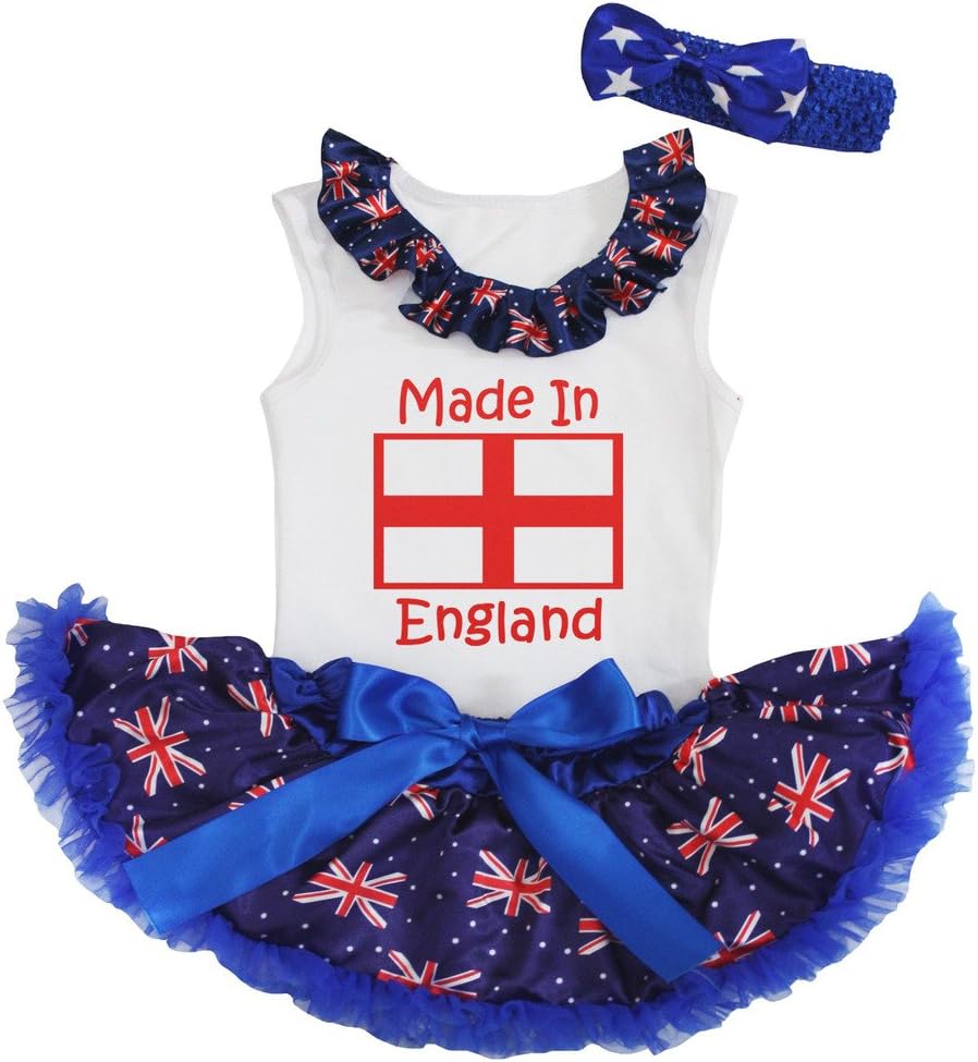 Petitebella England Theme White Shirt Blue Union Jacks Baby Skirt Set 3-12m