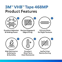 Vista 2 de 3M 468MP Adhesive Transfer Tape, 0.5" Width x 5yd Length (1 roll)