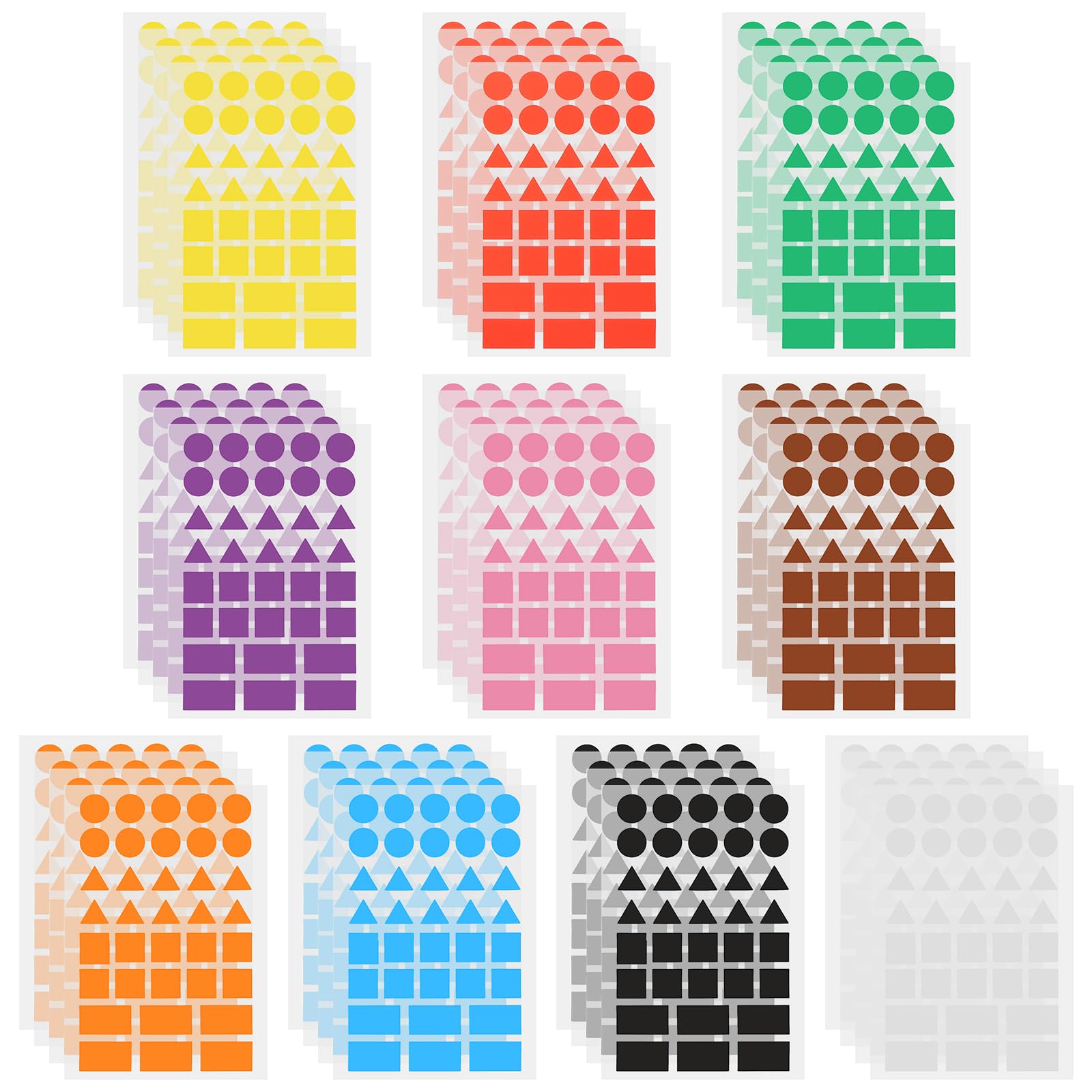 Hemobllo Etichette Adesive Colorate Multi-forma in Carta per Codifica e Organizzazione, 100 Fogli 36 Pezzi Ciascuno, per Scuola e Casa