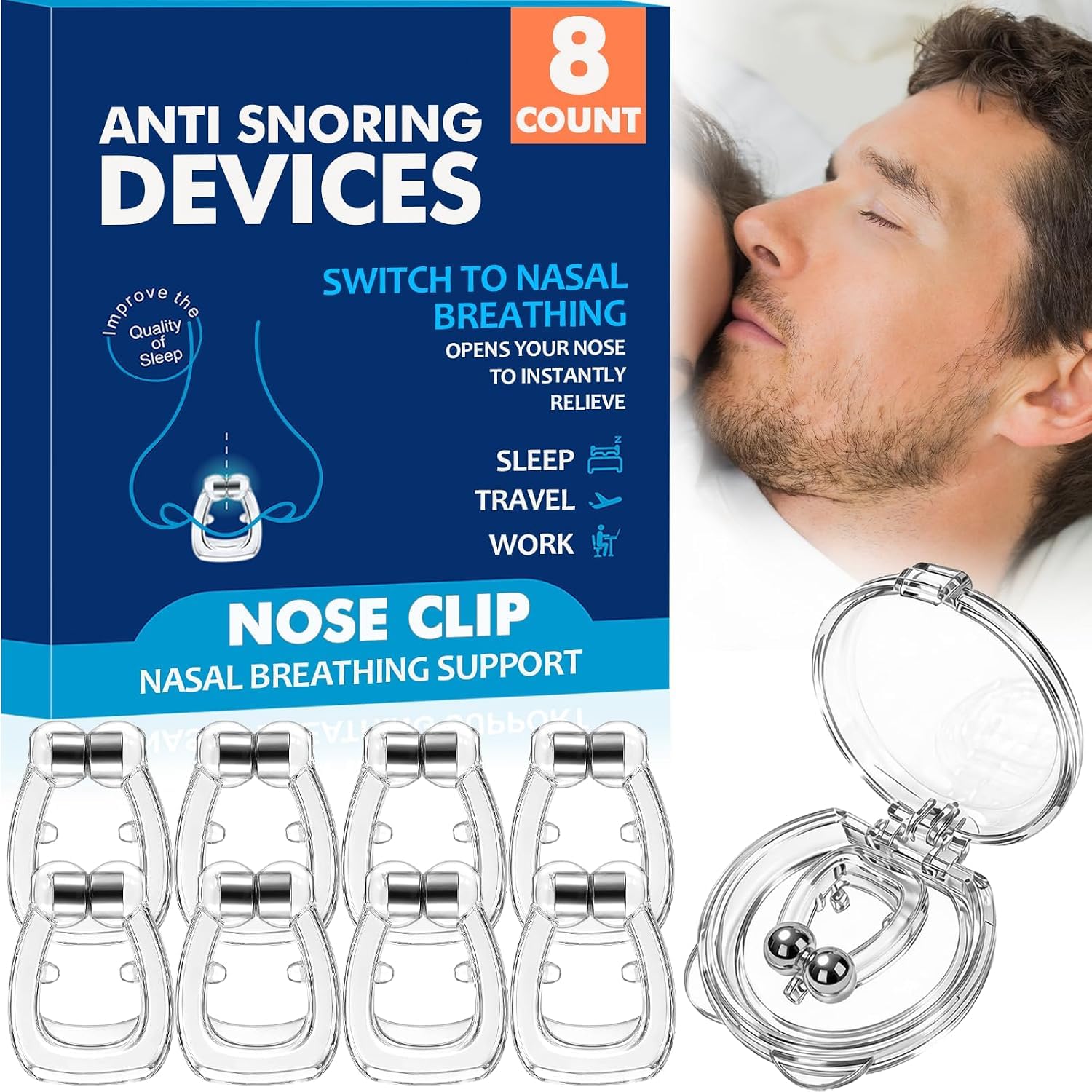 Photo 1 of HQGUANHUI Anti Snoring Nose Clips - 8 Count