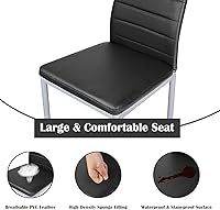 Vista 8 de Giantex Juego de mesa de comedor para 4, juego de sillas de mesa de cocina con mesa rectangular de vidrio de 51 pulgadas, 4 sillas de comedor Negro