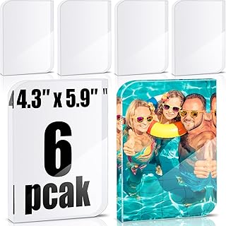 Qunclay 6 Pieces Sublimation Blanks Crystal Tabletop Decor 5.91 x 4.33 Inch DIY Glass Picture Frame Sublimation Slate Heat Transfer Photo Frame Rectangle Decorative Signs Plaques for Wedding Birthday