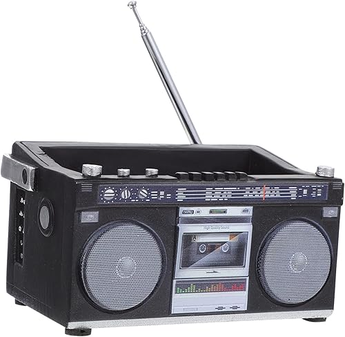 VOSAREA Maceta de resina con grabadora de cinta retro, contenedor de arreglo floral duradero, adorno de escritorio para decoración y decoración de