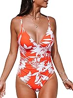Vista 19 de CUPSHE - Traje de baño de una pieza para mujer, con control de abdomen, cuello en V