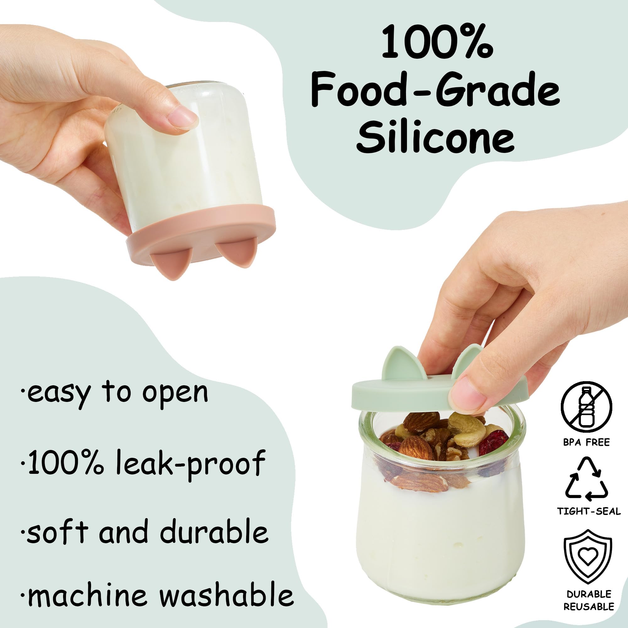 Wingcases Oui Yogurt Jar Lids Silicone - 12 Pack Dark Blue Patent Authorised Design for 5 Oz Oui Yoghurt Glass Jars, Lids Only, Leakproof, Reusable, Food-Grade, Cute