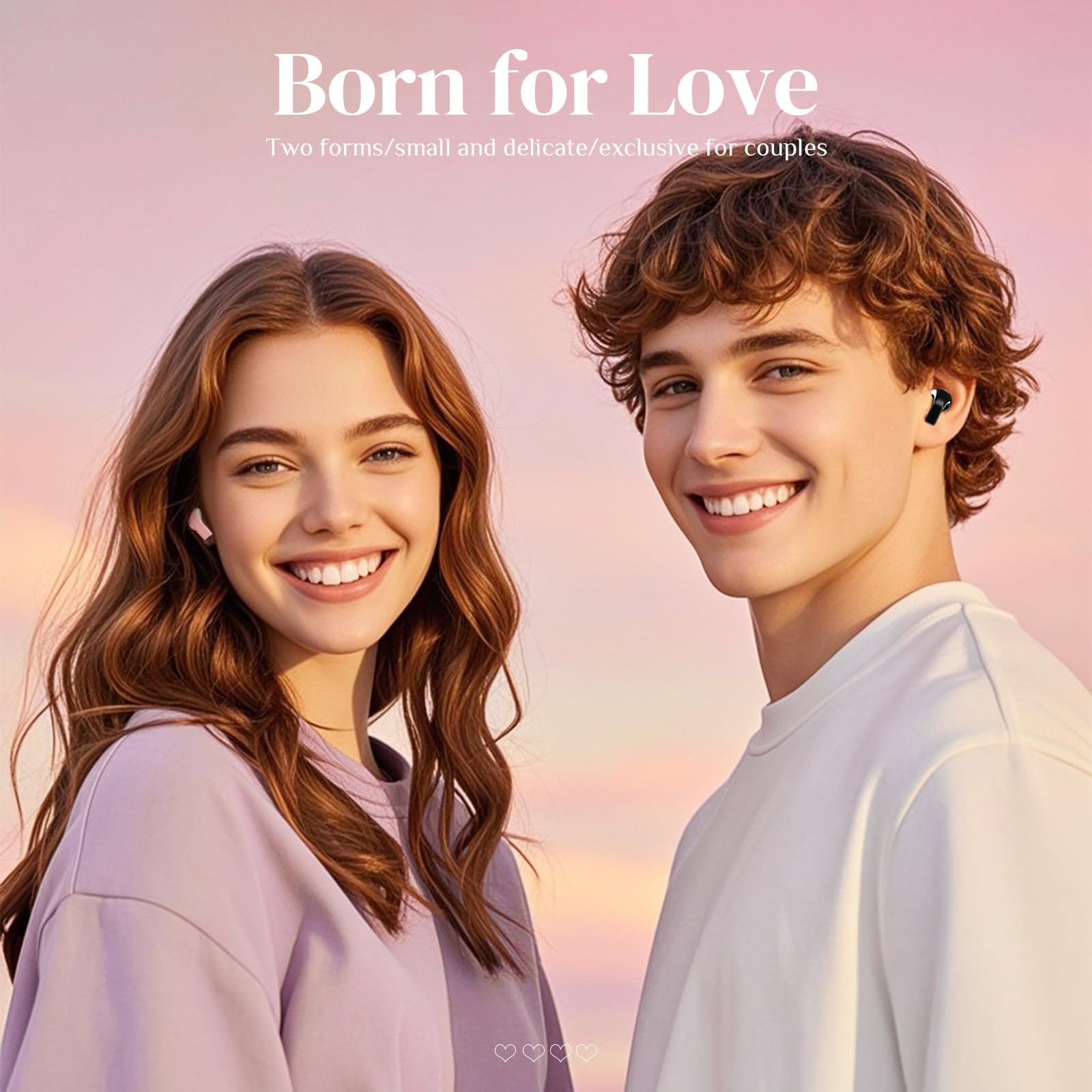Auricolari wireless a forma di cuore rosa per ragazze e bambine, mini e piccoli, invisibili, wireless, Bluetooth, per orecchie piccole, canali, donne, oro rosa, Kawai, blu, per iPhone e