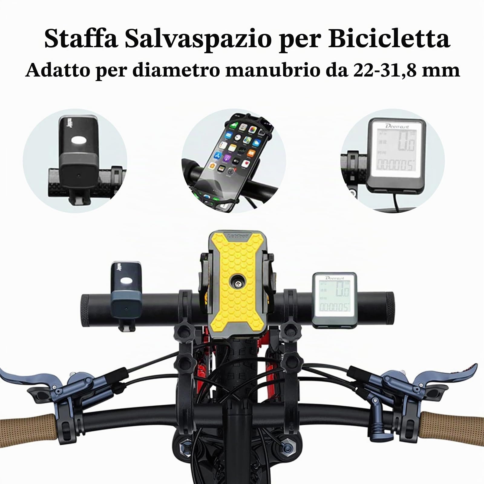 Estensione manubrio in alluminio per bicicletta con batteria esterna, estensione manubrio per illuminazione bicicletta