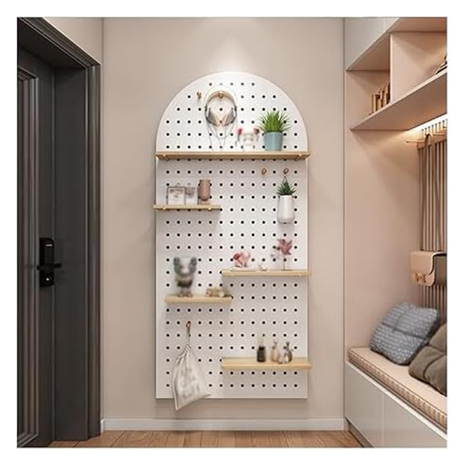 Peg Board,Pegboard Panels, Wooden Pegboard Organizer Kit - Wall Organiser Pegboard Perfects for Home Office Garage(White-b)
