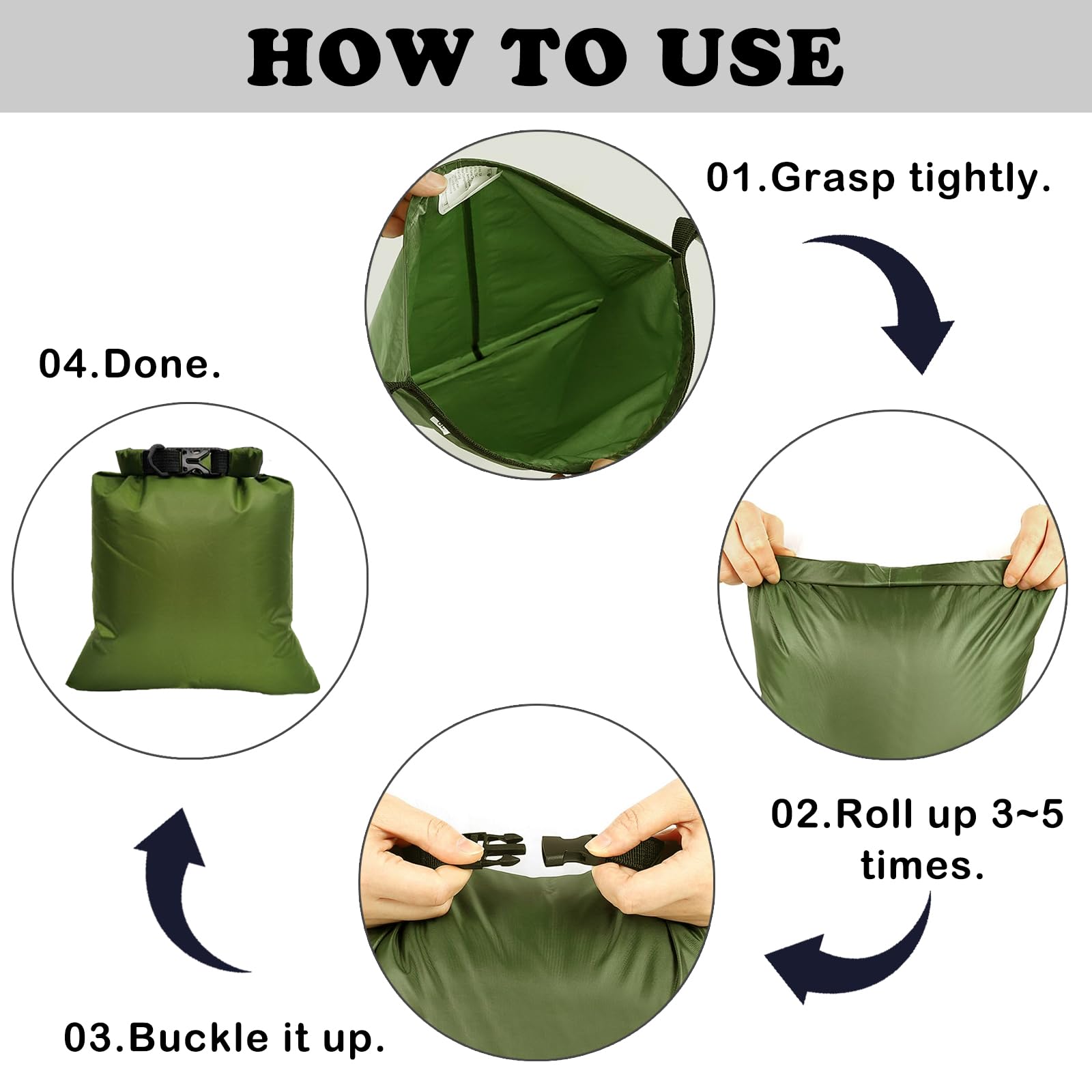 Sac Étanche Léger,5PCS Sac à Sec Imperméables,8L/5L/4L/3L/2L Sac Impermeable Etanche,Sacs de Rangement Plein Air Dry Bag,pour Kayak, Rafting, Navigation de Plaisance, Randonnée, Camping (Coloré)