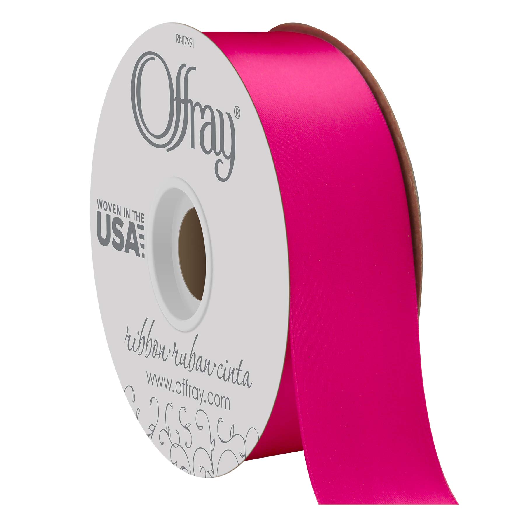 Berwick Offray 1.5" Wide Double Face Satin Ribbon, Cyclamen Pink, 50 Yds