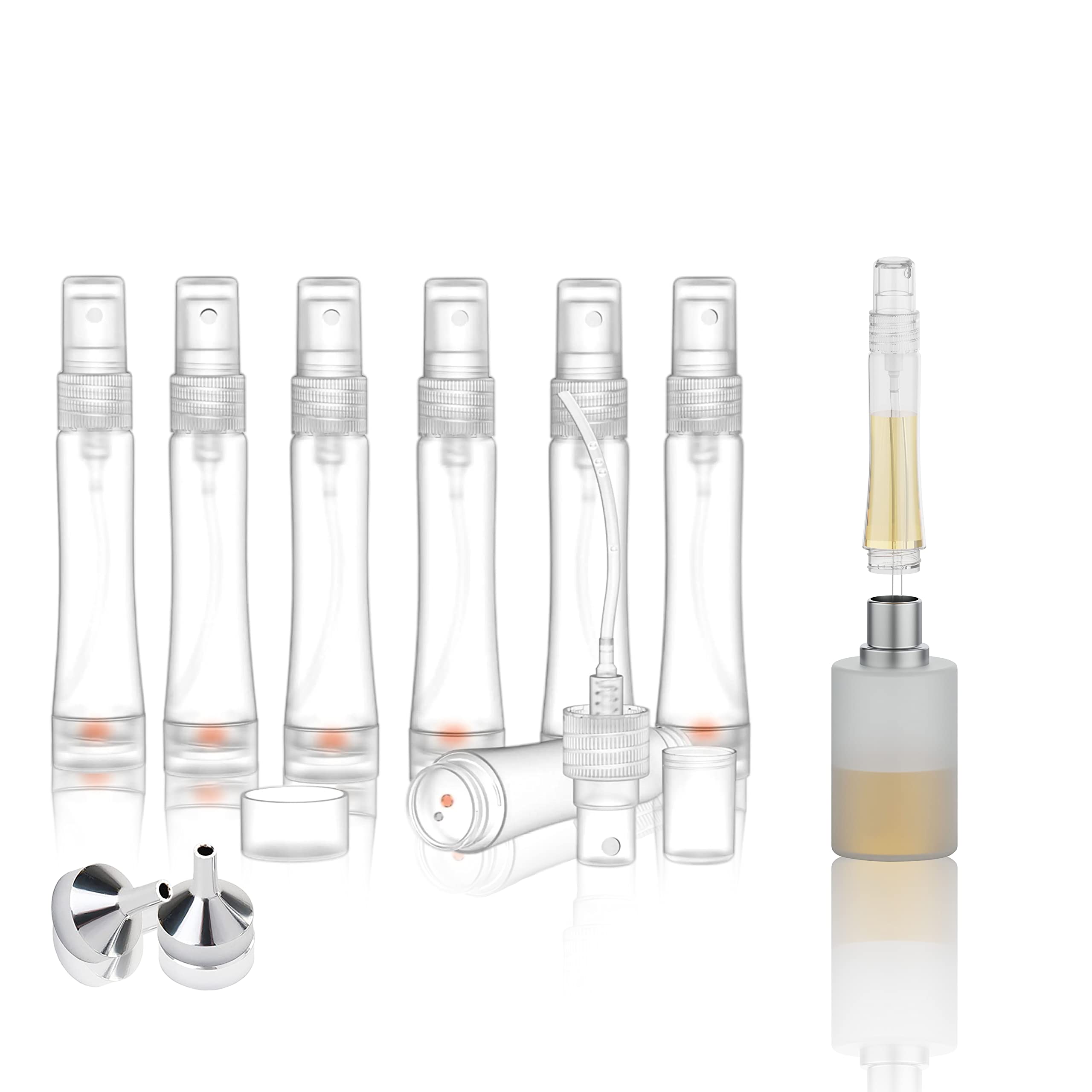 Perfume Atomizer Bottle with Pump, Portable Continuous Mister Spray Bottle, Mini Perfume Travel Refillable Empty Spray Bottle, Scent Pump Case, for Perfume, Oil, Cologne, Liquid（10Pcs/10ml) 0.34oz