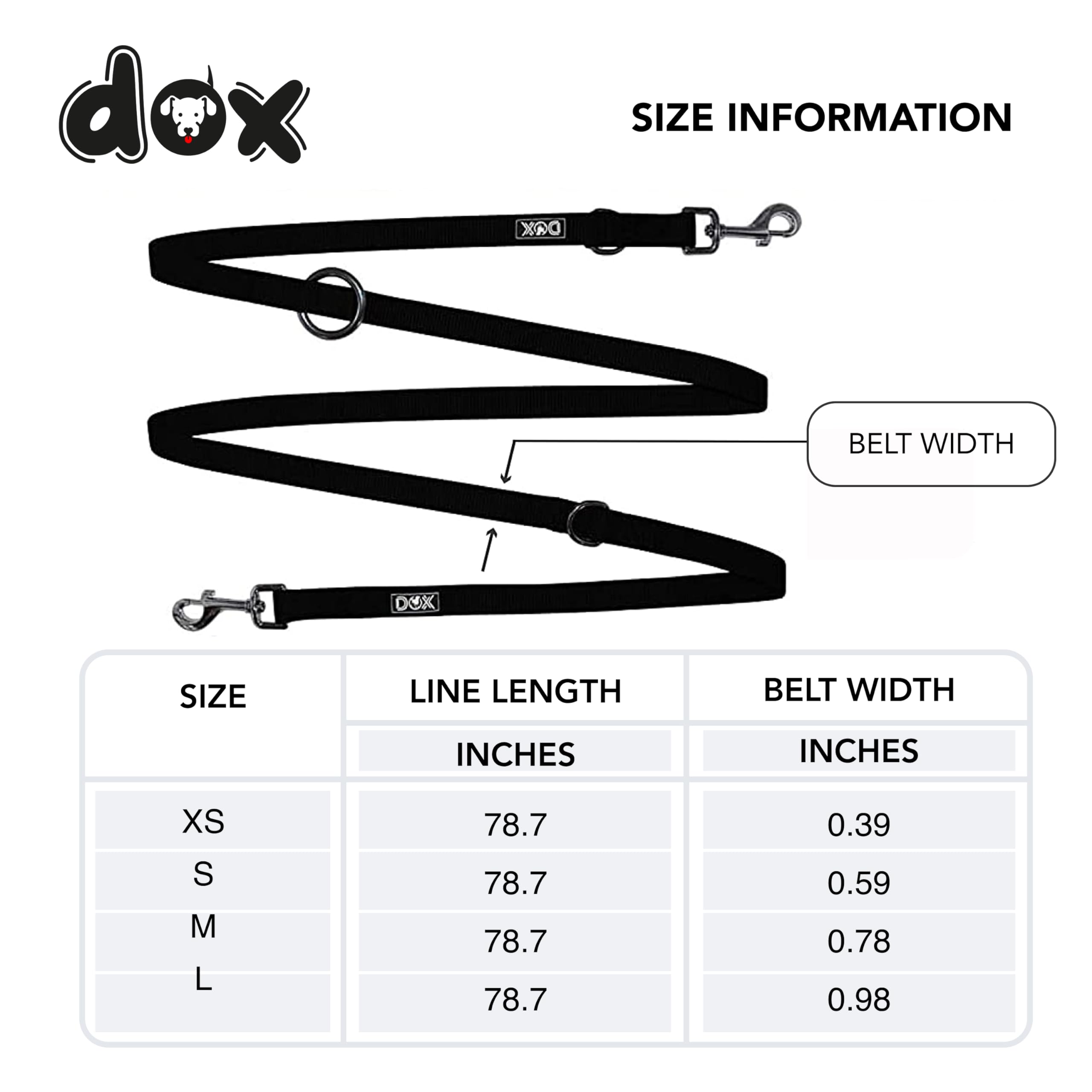 DDOXX Guinzaglio Addestramento per Cani Piccoli e Grandi in Nylon, Regolabile in 3 Modi, 2m | Doppio per Gatti Cuccioli | Accessori | Nero, XS