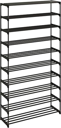Miniatura 4 de Calmootey Zapatero de 10 niveles, estante apilable para zapatos, organizador de almacenamiento de zapatos para entrada, pasillo, color negro