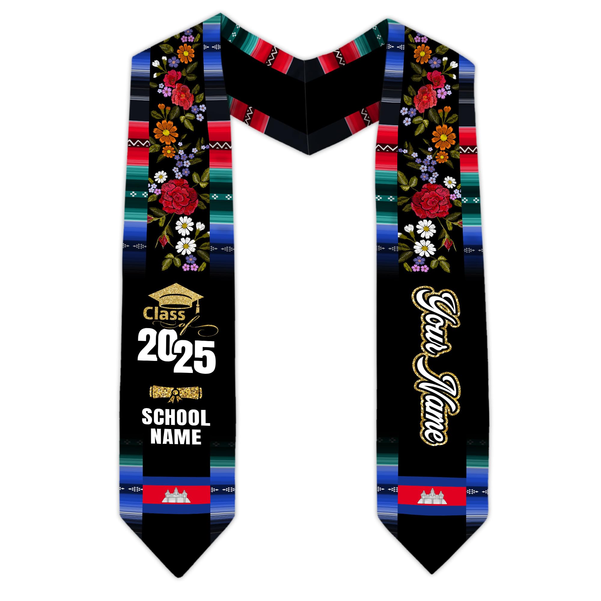 MonkeyVan Personalized Cambodian Graduation Sash, Custom Cambodian Graduation Stole, Cambodia Stoles Class Of 2025 Cd5