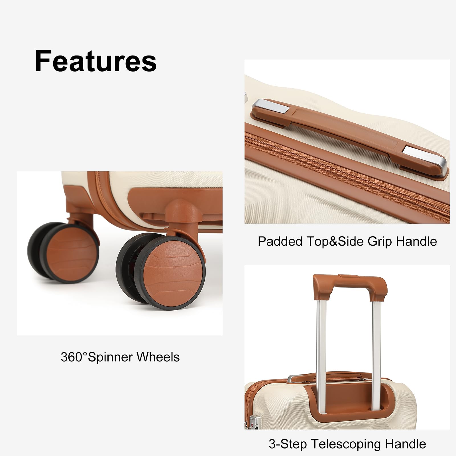 Sea choice Set di Valigie Rigide 5 pezzi ABS Borse da Viaggio Trolley con Lucchetto TSA Cerniera YKK Bagaglio S+M+L con 4 Ruote a 360°