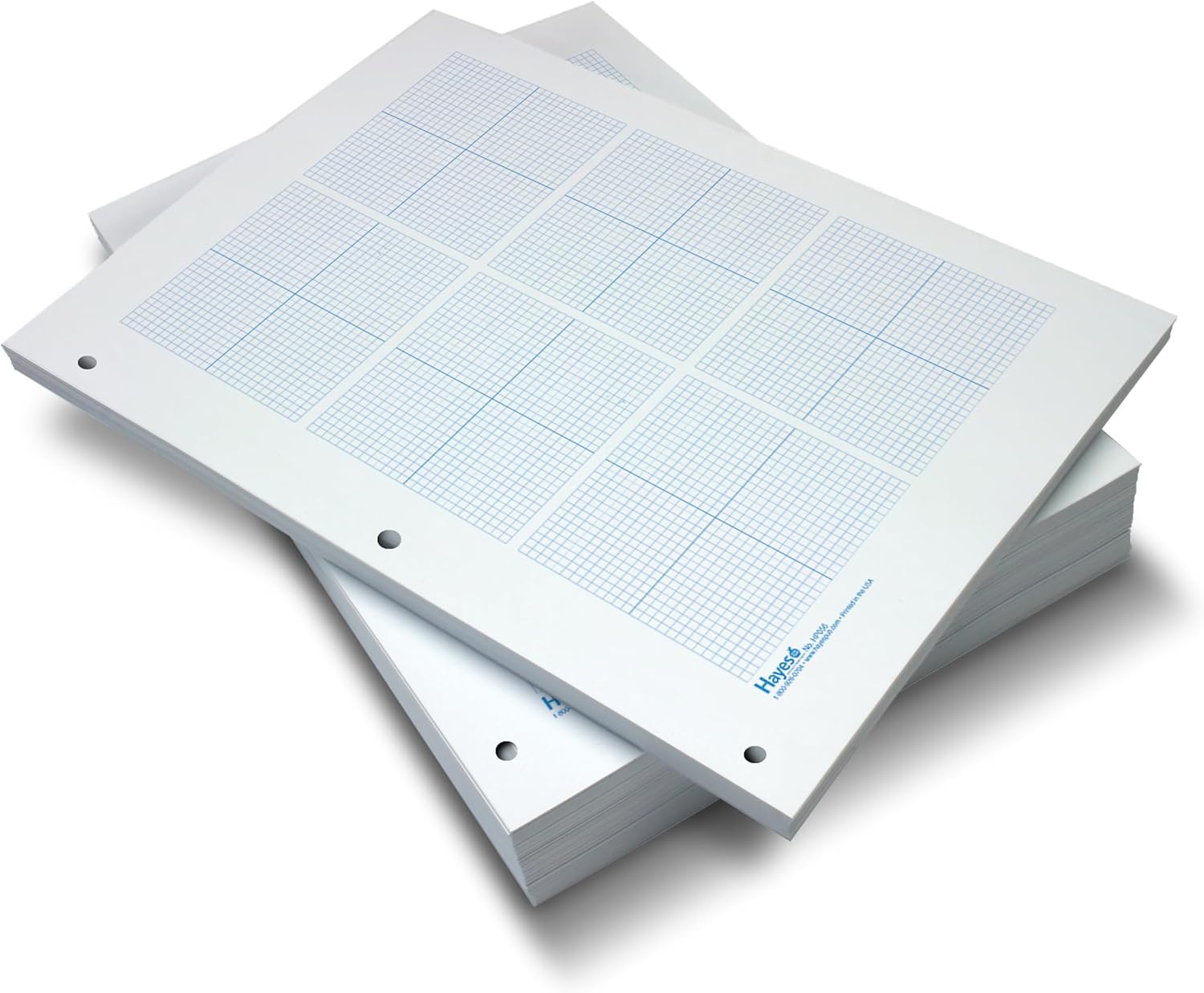 Geyer Instructional Products - 6 Grid Graph Paper, 1/8" Squares and Accentuated Axes, Double Sided, Blue Lined, 500 Sheet Ream, Three Hole Punched