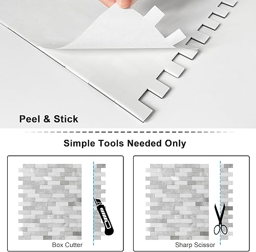 Miniatura 5 de BeNice Pelar y pegar en muro para calcomanías de cocina, azulejos de mosaico de despegar y pegar, azulejos de baño, azulejos de mármol para despegar