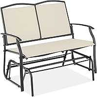 Vista 8 de Best Choice Products – Silla mecedora para 2 personas para patio al aire libre, banco para jardín, balancín de acero con tela Textilene, marco