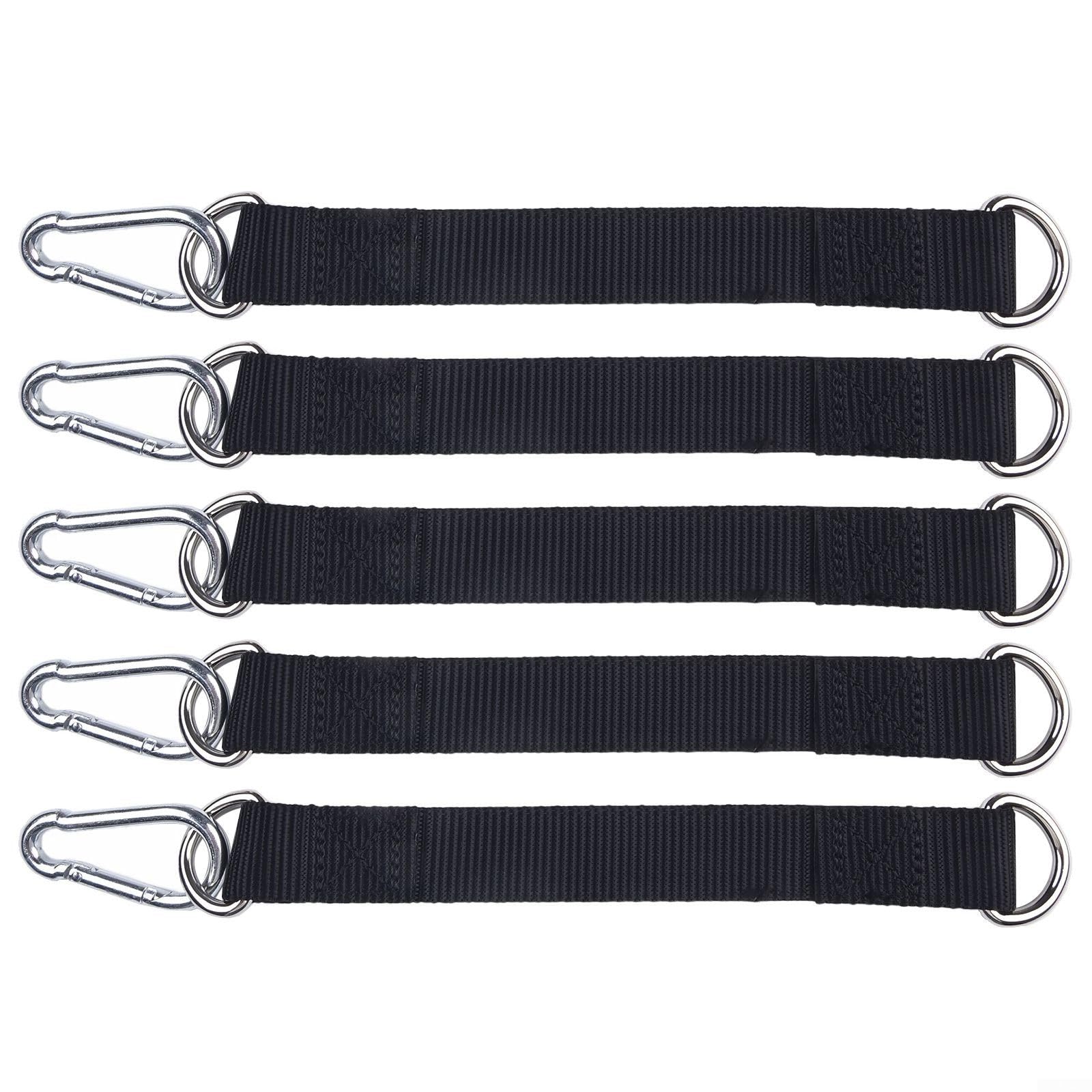 Tree Swing Straps 5 Pack Heavy-Duty Nylon Webbing Hooks And Rings Multiple Sizes For Outdoor Gym Sandbag Hanging Mountaineering Equipment Black Lightweight Safety Chains(20cm*25mm)