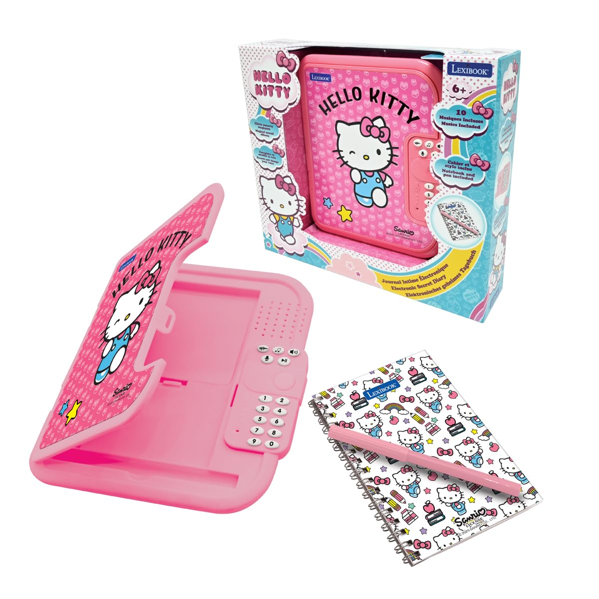 Lexibook, Diario elettronico Hello Kitty con Penna e quaderno Inclusi, Rosa/Bianco, SD50HKLXB