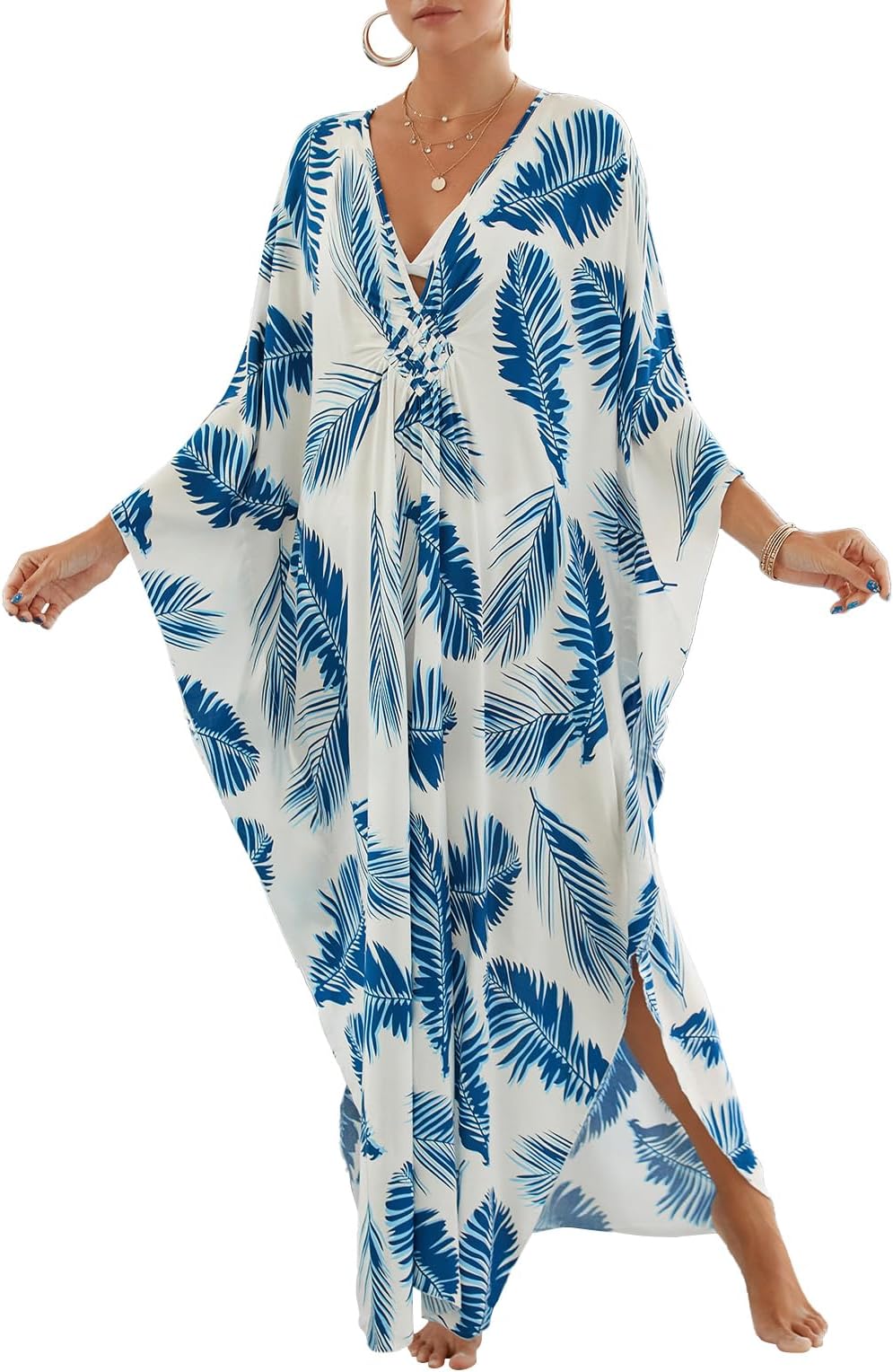 Women Animal Print Kaftan Dresses Plus Size Swimsuit Coverup Summer Bathing Suit Caftan Loungewear Beach Dress