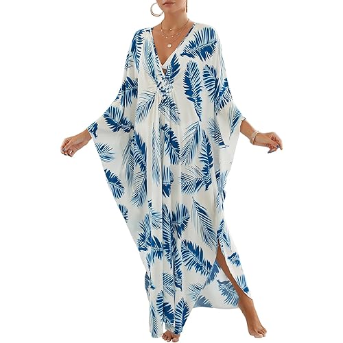 Women Animal Print Kaftan Dresses Plus Size Swimsuit Coverup 2025 Summer Bathing Suit Caftan Loungewear Beach Dress