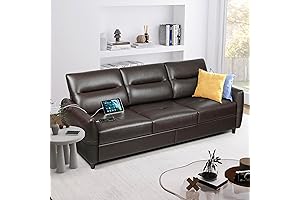 STHOUYN 85” Faux Leather Sofa, Scratch and Stain-Resistant Couch