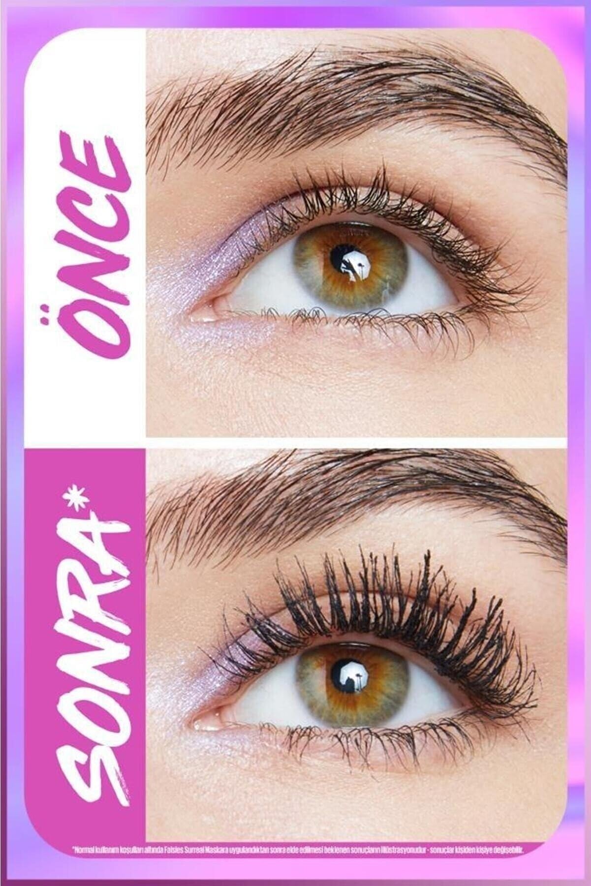 Maybelline New York Lash Sensational Yelpaze Etkili Siyah Maskara 9.5 ml &Mini Falsies Surreal Maskara 4.7 ml Makyaj Seti
