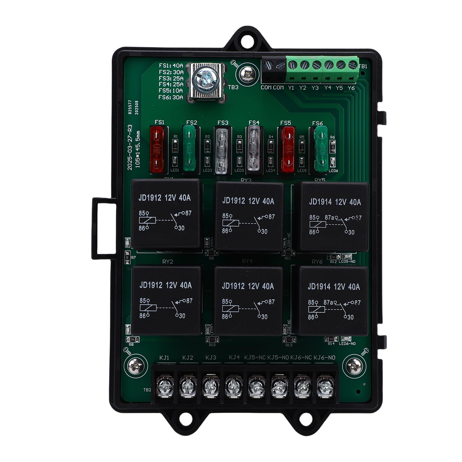 Hyuduo Scatola relè per Auto Scatola relè Automobilistica in Nylon Pannello a 6 Vie con 14 Fusibili a Lama ATC ATO Indicatori LED Design Impermeabile per Auto Camion Barche