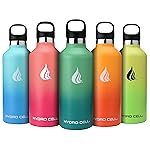 HYDRO CELL Stainless Steel Water Bottle with Straw & 2 Standard Mouth Lids (32oz 24oz 20oz 16oz) Keeps Liquids Hot or Cold w/Double Wall Vacuum Insulated Leak Proof Sport Design (Mint/Green 32oz)