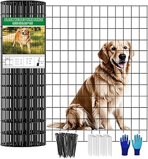 Welded Wire Fence 36inch x 50ft, Black PVC Coated Garden Fencing, 2 inch...